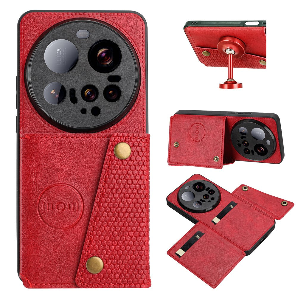 For Xiaomi 15 Ultra Case with Card Slots Kickstand Leather + TPU Phone Cover