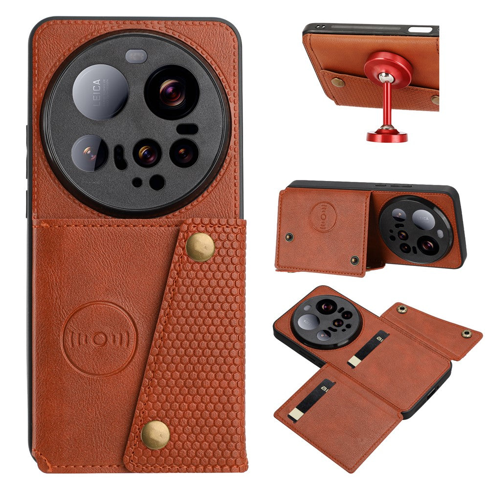 For Xiaomi 15 Ultra Case with Card Slots Kickstand Leather + TPU Phone Cover