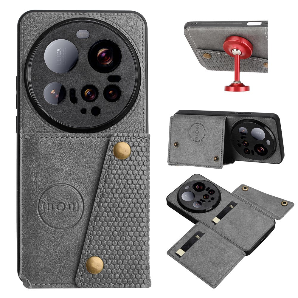 For Xiaomi 15 Ultra Case with Card Slots Kickstand Leather + TPU Phone Cover