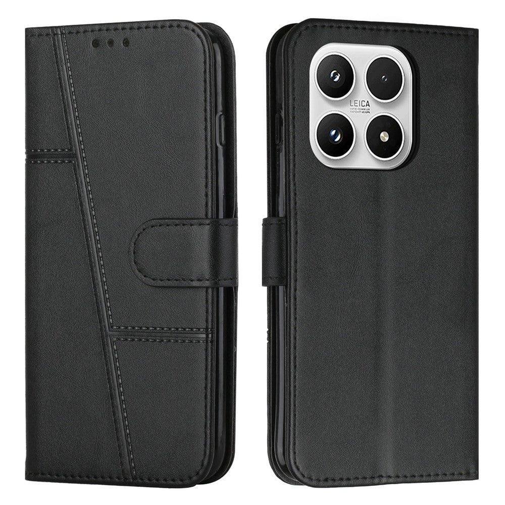 For Xiaomi 17 Leather Phone Case Foldable Stand Wallet Flip Cover with Strap