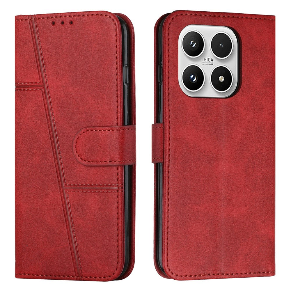 For Xiaomi 17 Leather Phone Case Foldable Stand Wallet Flip Cover with Strap