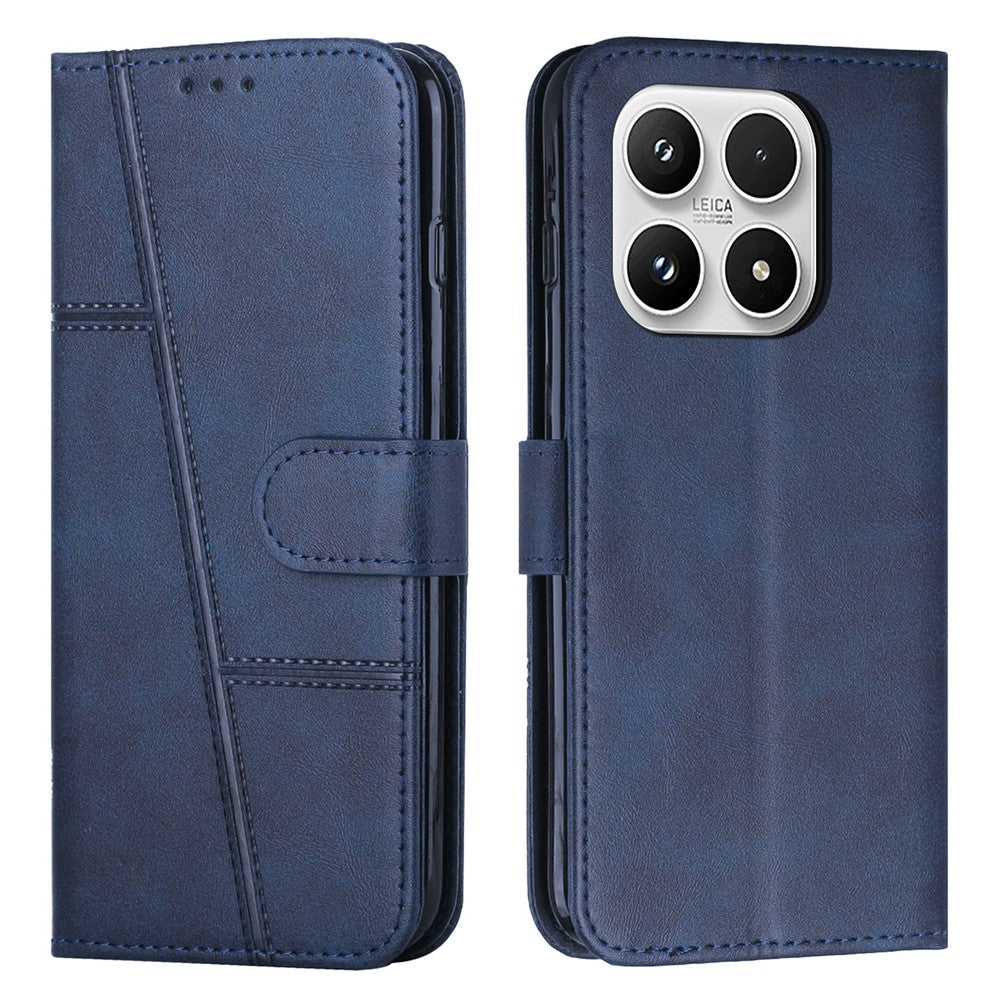 For Xiaomi 17 Leather Phone Case Foldable Stand Wallet Flip Cover with Strap