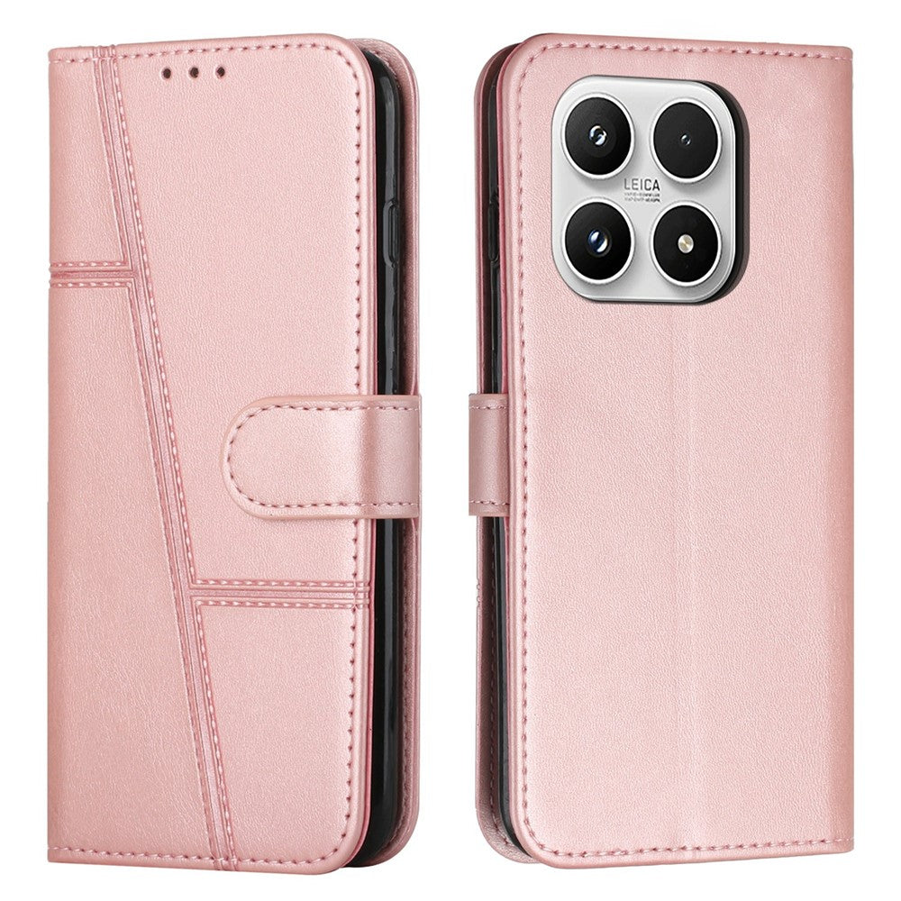 For Xiaomi 17 Leather Phone Case Foldable Stand Wallet Flip Cover with Strap
