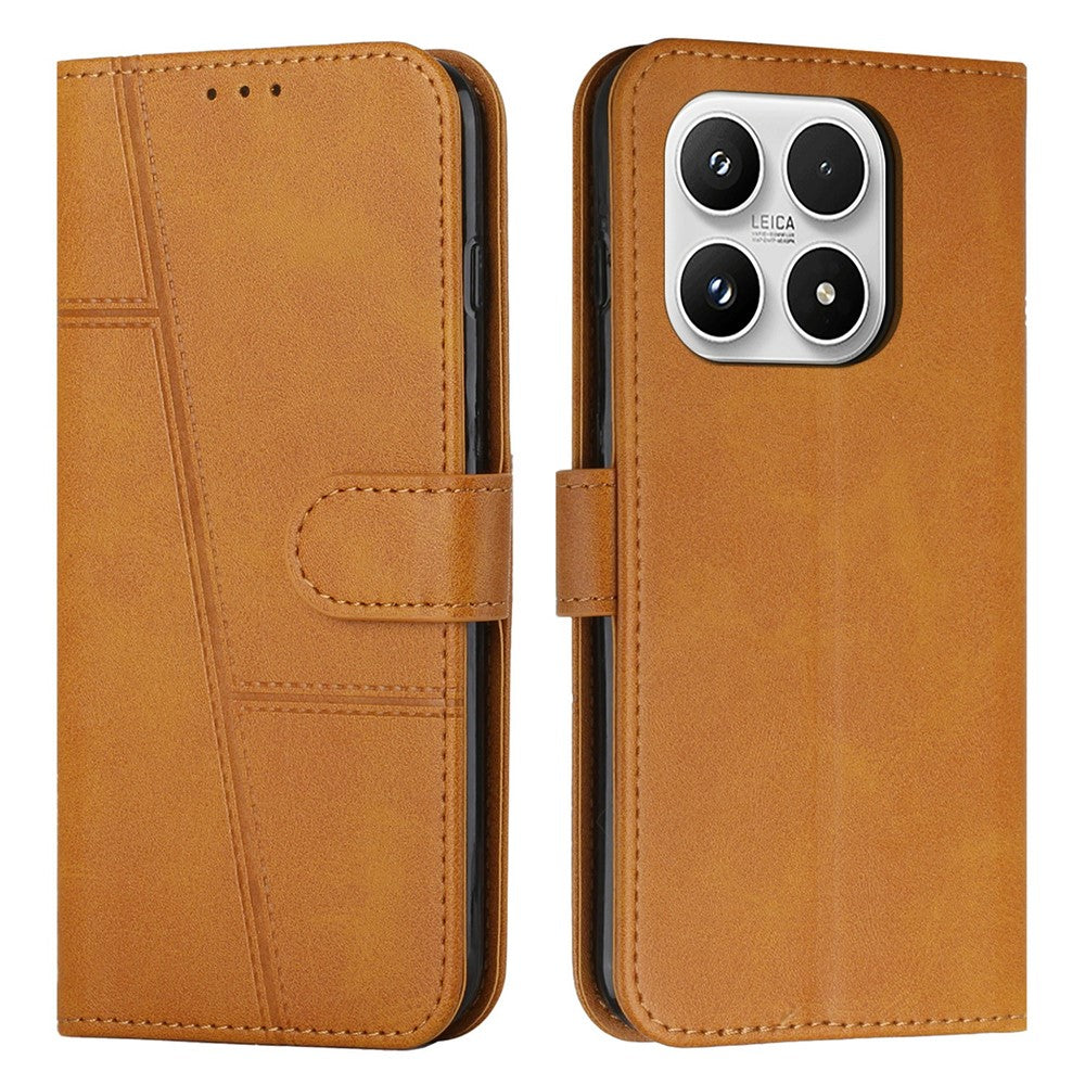 For Xiaomi 17 Leather Phone Case Foldable Stand Wallet Flip Cover with Strap