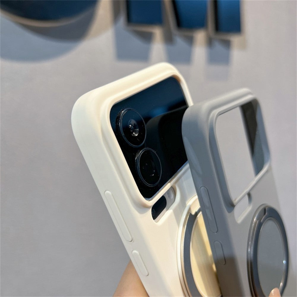 For Xiaomi 17 Pro Magnetic Case Rotating Kickstand Liquid Silicone PC Phone Cover Skin Touch