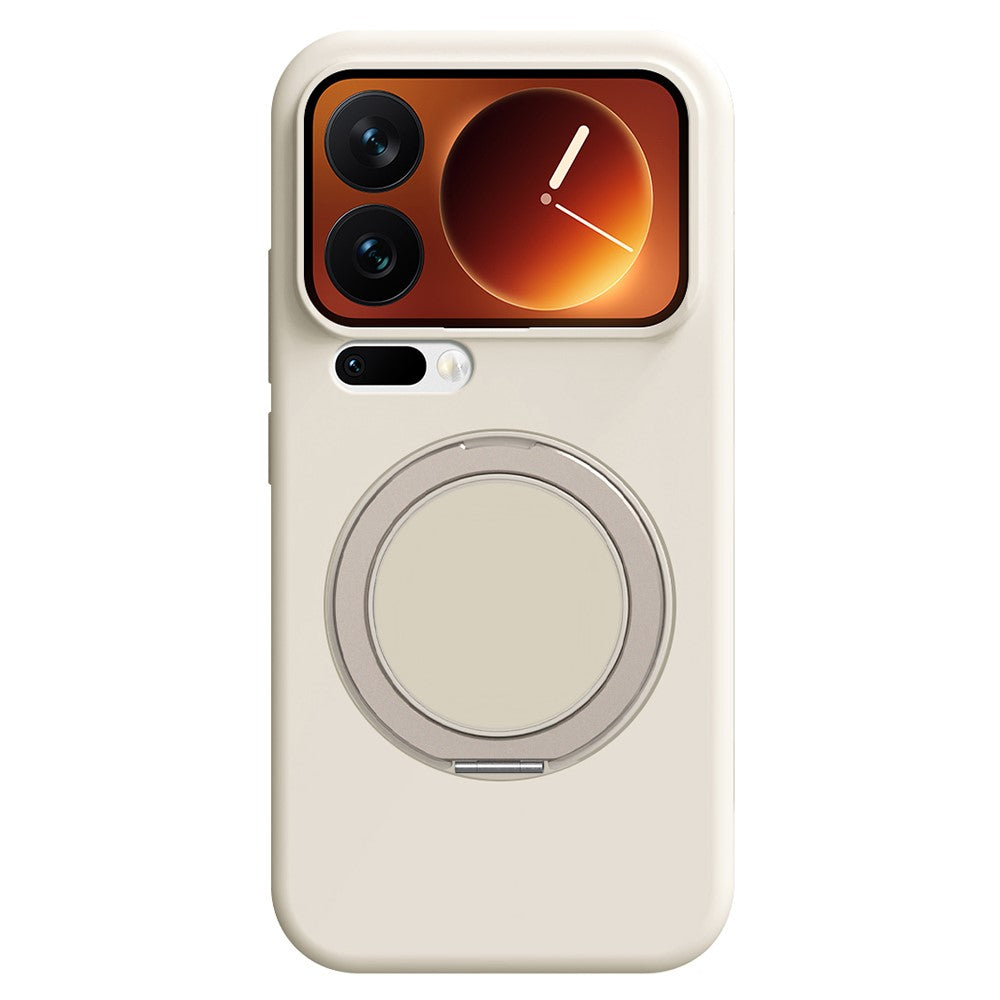 Xiaomi 17 Pro Magnetiskt Skal Roterande Stativ Flytande Silikon PC mobilskal Skin Touch