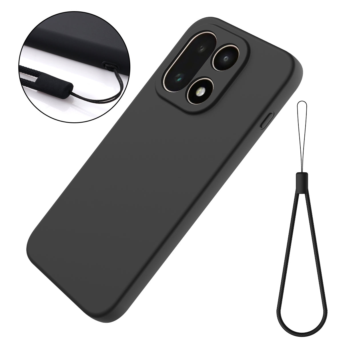 For OnePlus 15 5G Liquid Silicone Case Phone Back Cover with Hand Strap