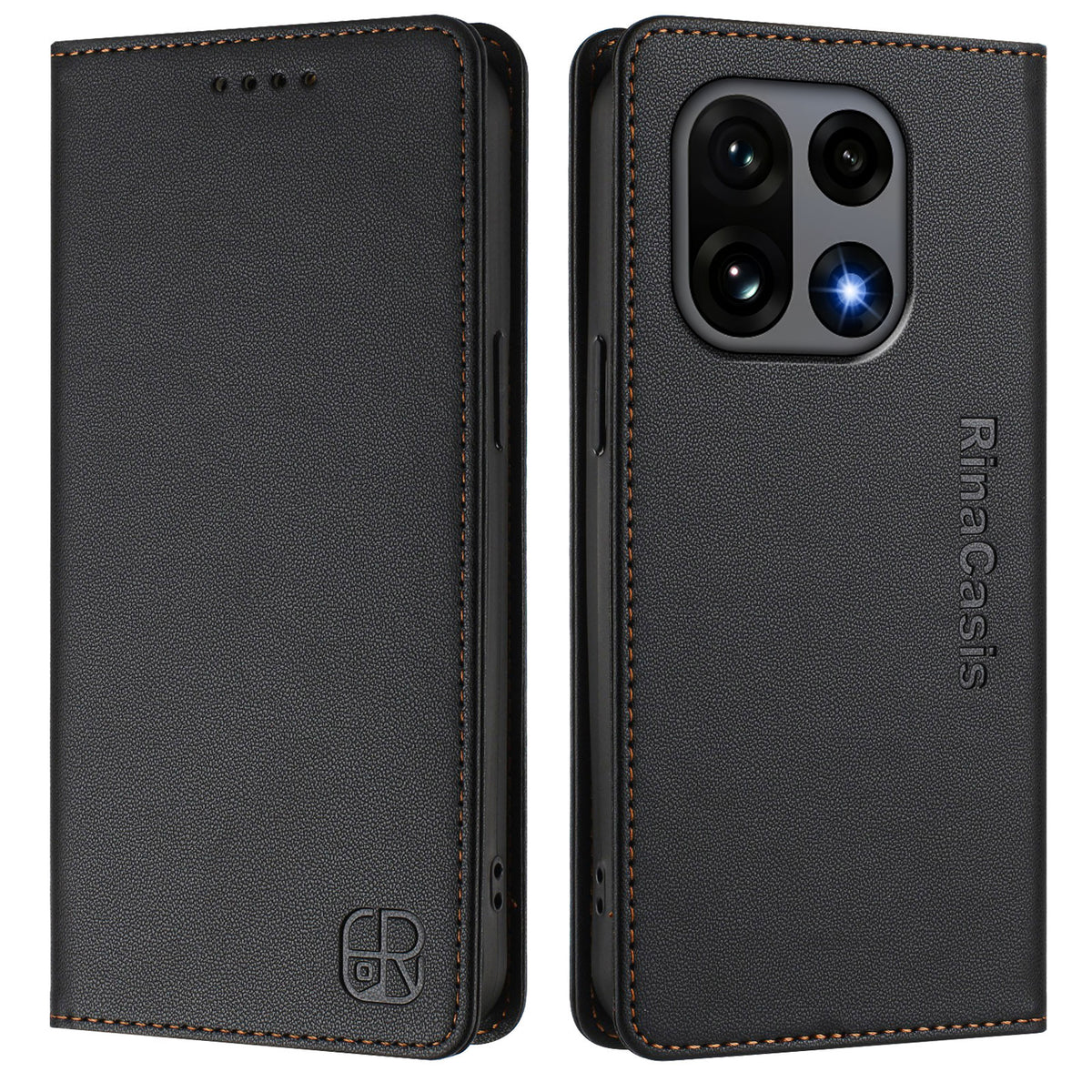 OnePlus 15 5G Läderfodral RINACASIS RC01 mobilskal med RFID-blockerande plånboksställ