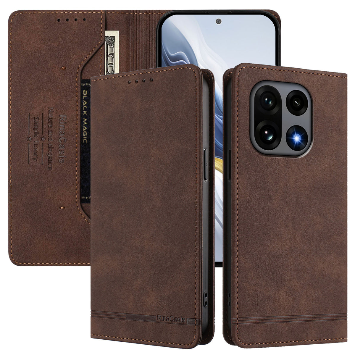 OnePlus 15 5G-skal RINACASIS RC23 RFID-blockerande plånboksfodral i PU-läder