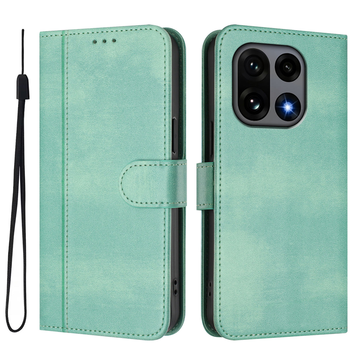 OnePlus 15 5G-skal, plånboksfodral, retrotexturerat läderfodral med snodd