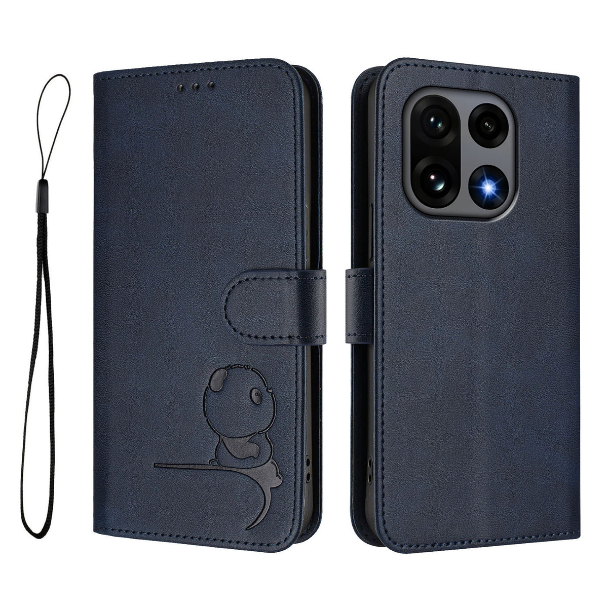 OnePlus 15 5G-skal Panda Imprint RFID-blockerande plånboksfodral i läder med handledsrem