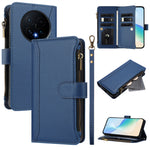 For Honor Magic8 5G Leather Case 9 Card Slots Zipper Wallet Stand Phone Cover with Wrist Strap
