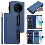 For Honor Magic8 5G Leather Case 9 Card Slots Zipper Wallet Stand Phone Cover with Wrist Strap