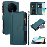 For Honor Magic8 5G Leather Case 9 Card Slots Zipper Wallet Stand Phone Cover with Wrist Strap