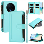 For Honor Magic8 5G Leather Case 9 Card Slots Zipper Wallet Stand Phone Cover with Wrist Strap