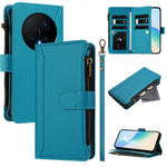 For Honor Magic8 Pro 5G Leather Case 9 Card Slots Zipper Wallet Stand Phone Cover with Wrist Strap