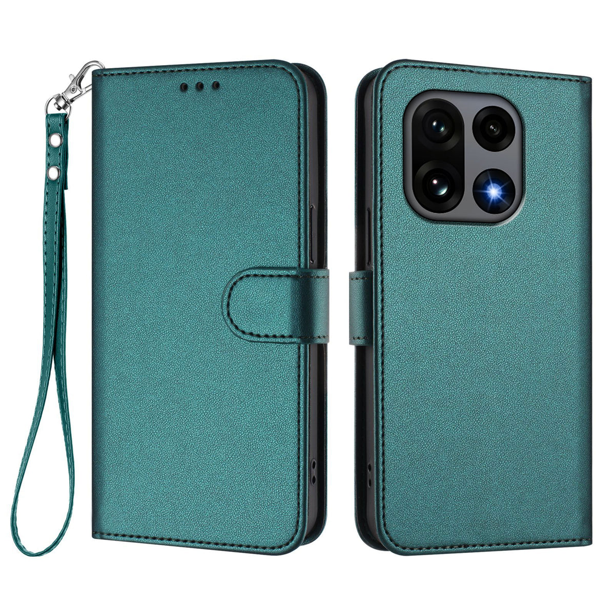 OnePlus 15 5G Läderfodral Plånboksfodral med Stativ mobilfodral med Handledsrem