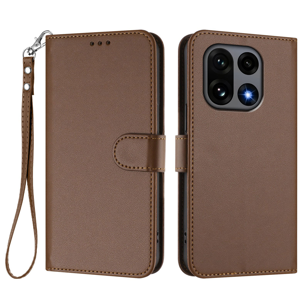 OnePlus 15 5G Läderfodral Plånboksfodral med Stativ mobilfodral med Handledsrem