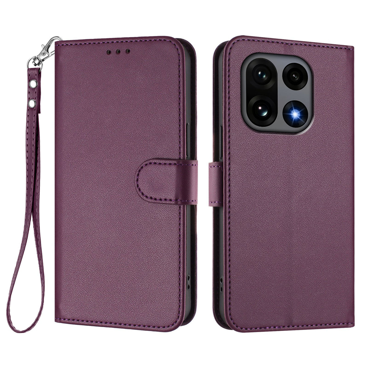 OnePlus 15 5G Läderfodral Plånboksfodral med Stativ mobilfodral med Handledsrem