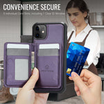 JEEHOOD For iPhone 11 Case J12 Magnetic Detachable Zipper Wallet Kickstand Leather Back Cover Compatible with MagSafe