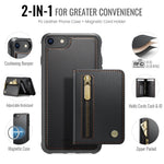 JEEHOOD For iPhone 8 4.7 inch / iPhone SE (2020) / iPhone SE (2022) / iPhone 7 4.7 inch Case  J12 Magnetic Detachable Zipper Wallet Kickstand Leather Back Cover Compatible with MagSafe
