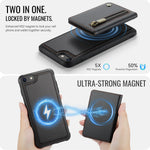 JEEHOOD For iPhone 8 4.7 inch / iPhone SE (2020) / iPhone SE (2022) / iPhone 7 4.7 inch Case  J12 Magnetic Detachable Zipper Wallet Kickstand Leather Back Cover Compatible with MagSafe