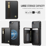 JEEHOOD For iPhone 8 4.7 inch / iPhone SE (2020) / iPhone SE (2022) / iPhone 7 4.7 inch Case  J12 Magnetic Detachable Zipper Wallet Kickstand Leather Back Cover Compatible with MagSafe