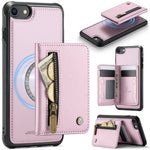 JEEHOOD For iPhone 8 4.7 inch / iPhone SE (2020) / iPhone SE (2022) / iPhone 7 4.7 inch Case  J12 Magnetic Detachable Zipper Wallet Kickstand Leather Back Cover Compatible with MagSafe