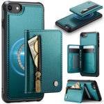JEEHOOD For iPhone 8 4.7 inch / iPhone SE (2020) / iPhone SE (2022) / iPhone 7 4.7 inch Case  J12 Magnetic Detachable Zipper Wallet Kickstand Leather Back Cover Compatible with MagSafe