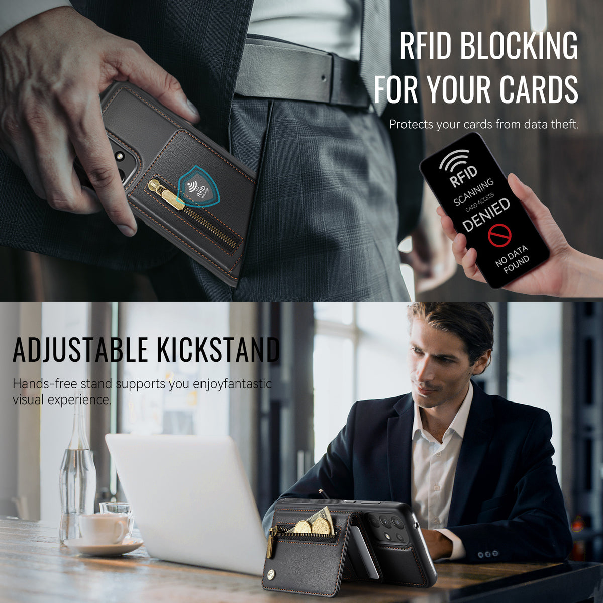 JEEHOOD För Samsung Galaxy A33 5G Skal J12 Magnetiskt Avtagbart Dragkedja Plånbok Stativ Läder Bakstycke Magnetiskt Skal