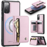 JEEHOOD til Samsung Galaxy S20 FE-cover J12 magnetisk aftageligt tegnebogscover med lynlås, stativ og læderbagside