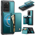 JEEHOOD För Samsung Galaxy S20 Ultra Skal J12 Magnetiskt Avtagbart Dragkedja Plånbok Stativ Läder Bakstycke Magnetiskt Skal
