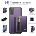 JEEHOOD For Samsung Galaxy S20 4G / Galaxy S20 5G Case  J12 Magnetic Detachable Zipper Wallet Kickstand Leather Back Cover Magnetic Case