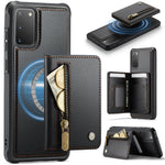 JEEHOOD For Samsung Galaxy S20 4G / Galaxy S20 5G Case  J12 Magnetic Detachable Zipper Wallet Kickstand Leather Back Cover Magnetic Case