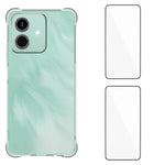 WANLONFENG For Honor Play10 4G TPU Case  WL2 Series 2.0mm Phone Cover with 2Pcs Tempered Glass Films