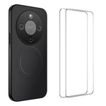 WANLONFENG For Honor Magic8 Lite 5G / X9d 5G / X70 5G Magnetic Case  TQ1 Series Carbon Fiber Texture PC TPU Phone Cover with 2Pcs Screen Films