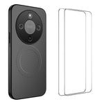 WANLONFENG Magnetiskt skal för Honor Magic8 Lite 5G / X9d 5G / X70 5G, TQ1-serien, kolfiberstruktur, PC TPU-mobilskal med 2 st. skärmfilmer