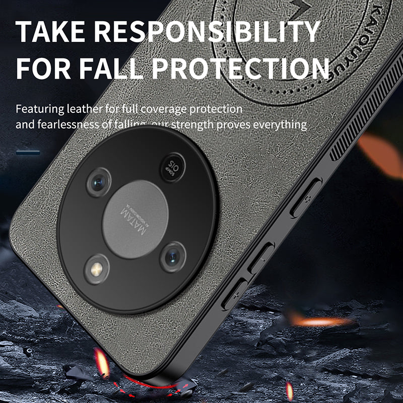WANLONFENG For Honor Magic8 Lite 5G / X9d 5G / X70 5G Magnetic Case  SD1 Series Nappa Texture PC TPU Phone Cover