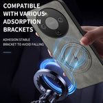 WANLONFENG For Honor Magic8 Lite 5G / X9d 5G / X70 5G Magnetic Case  SD1 Series Nappa Texture PC TPU Phone Cover