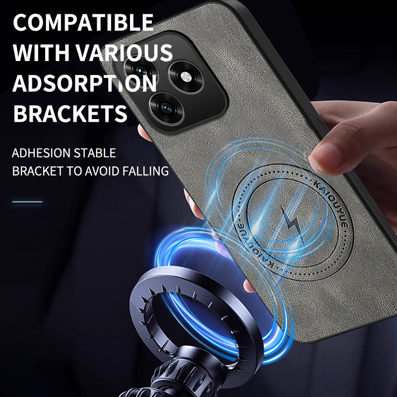 WANLONFENG For Honor X5c 4G / Honor X5c Plus 4G Magnetic Case SD1 Series Nappa Texture PC TPU Phone Cover