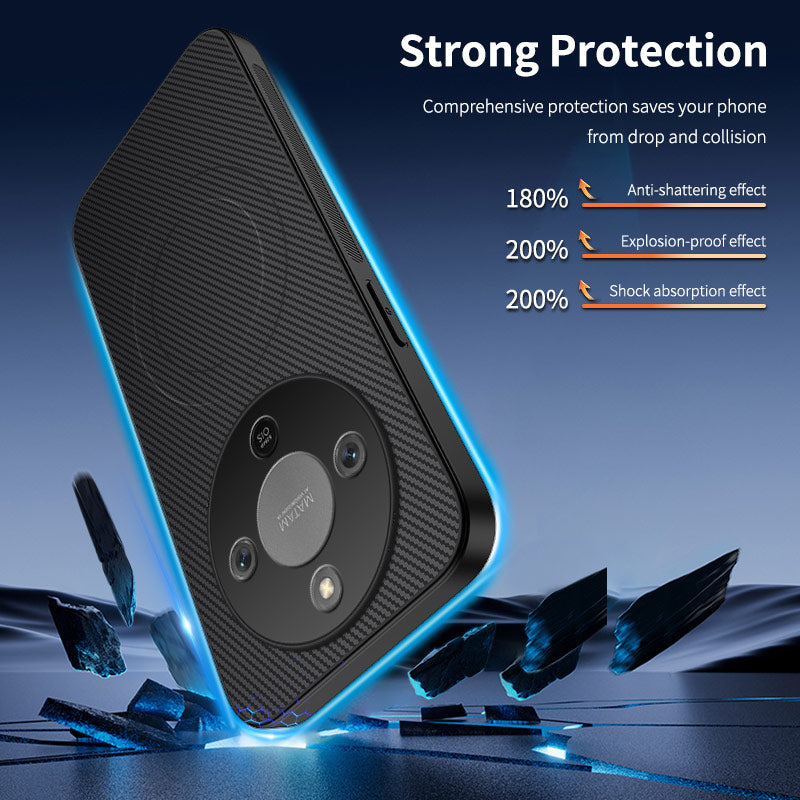 WANLONFENG For Honor Magic8 Lite 5G / X9d 5G / X70 5G Magnetic Case  TQ Series Carbon Fiber Texture PC TPU Phone Cover