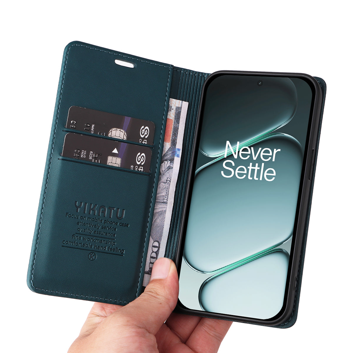 YIKATU För OnePlus 15R 5G / Ace 6T 5G / Ace 6 5G mobilskal Magnetisk Stängning PU Läder Mobilskal