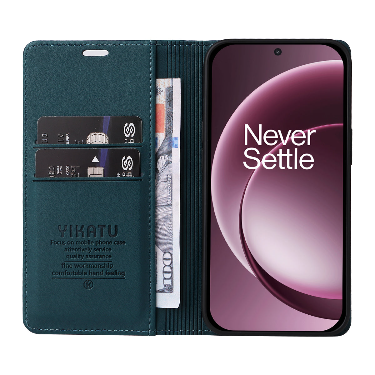 YIKATU För OnePlus 15 5G mobilskal Magnetisk Stängning PU Läder Mobilskal