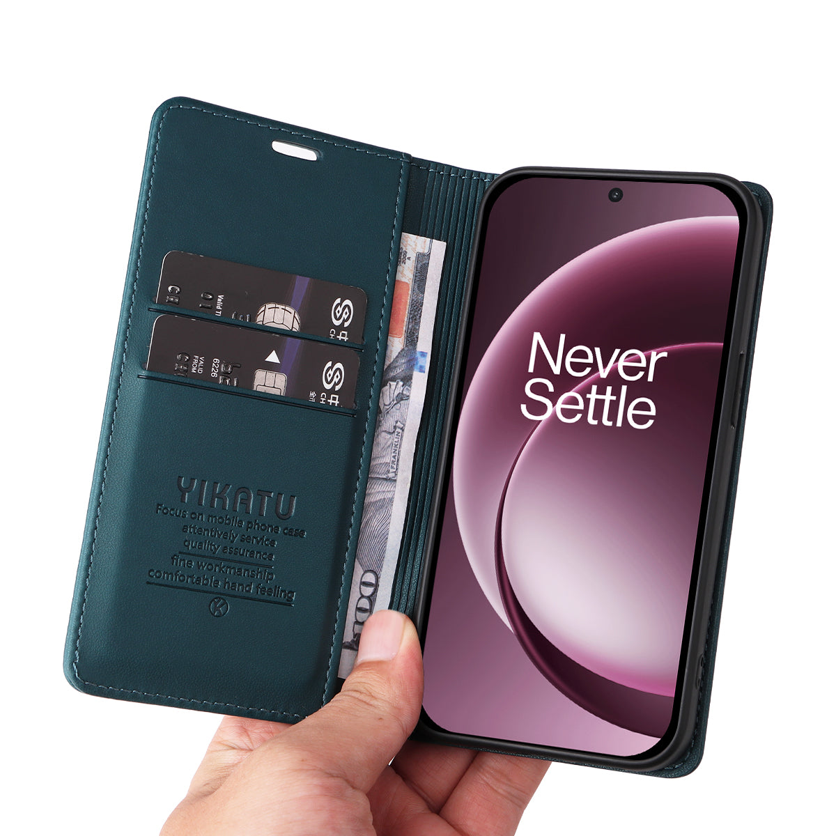 YIKATU För OnePlus 15 5G mobilskal Magnetisk Stängning PU Läder Mobilskal
