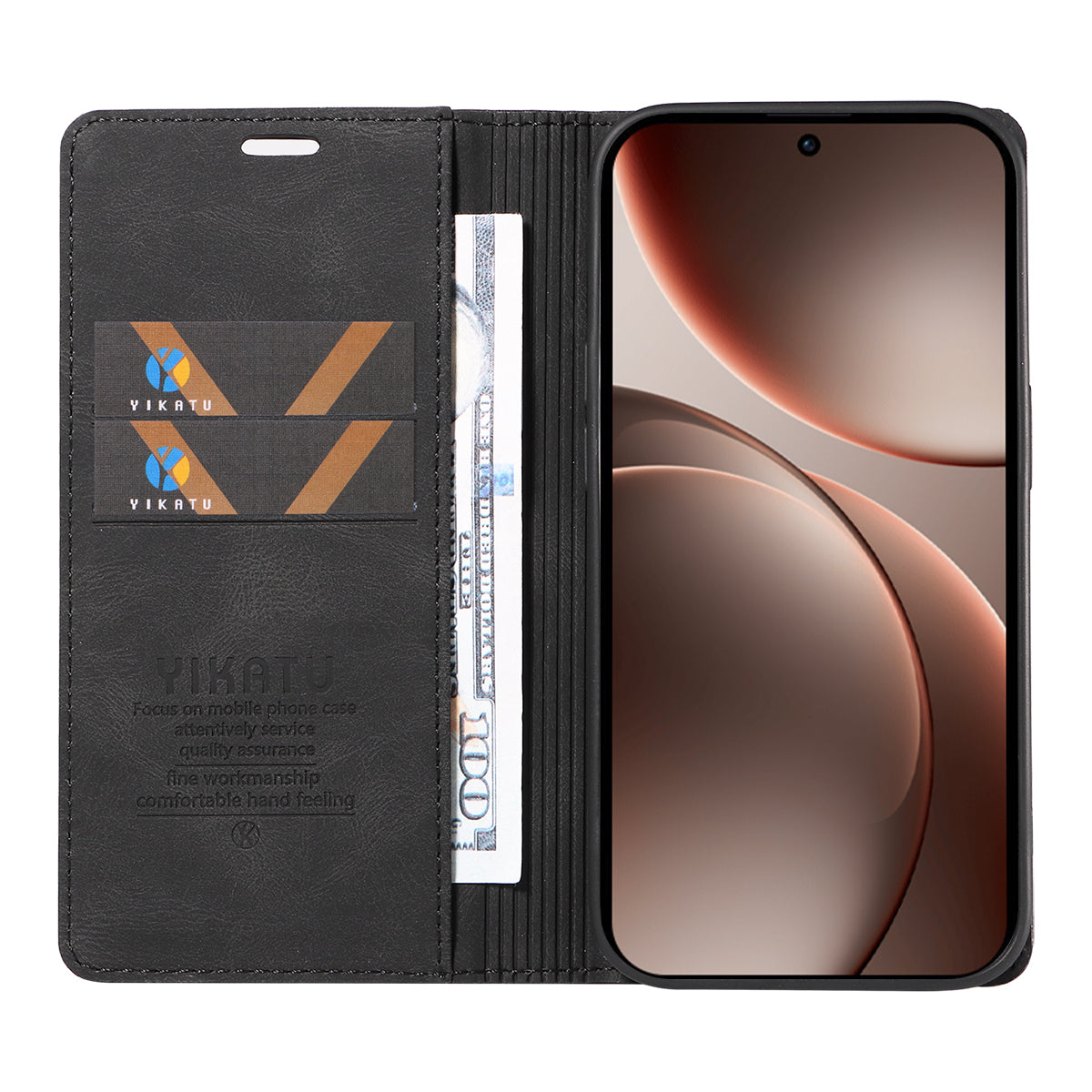YIKATU För Oppo Find X9 Pro 5G Läderfodral YK-004 Skin-Touch Plånboksfodral