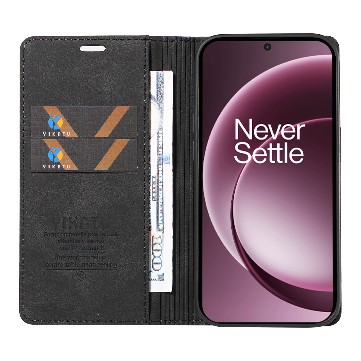 YIKATU Läderfodral för OnePlus 15 5G YK-004 Plånboksfodral med skin-touch-funktion