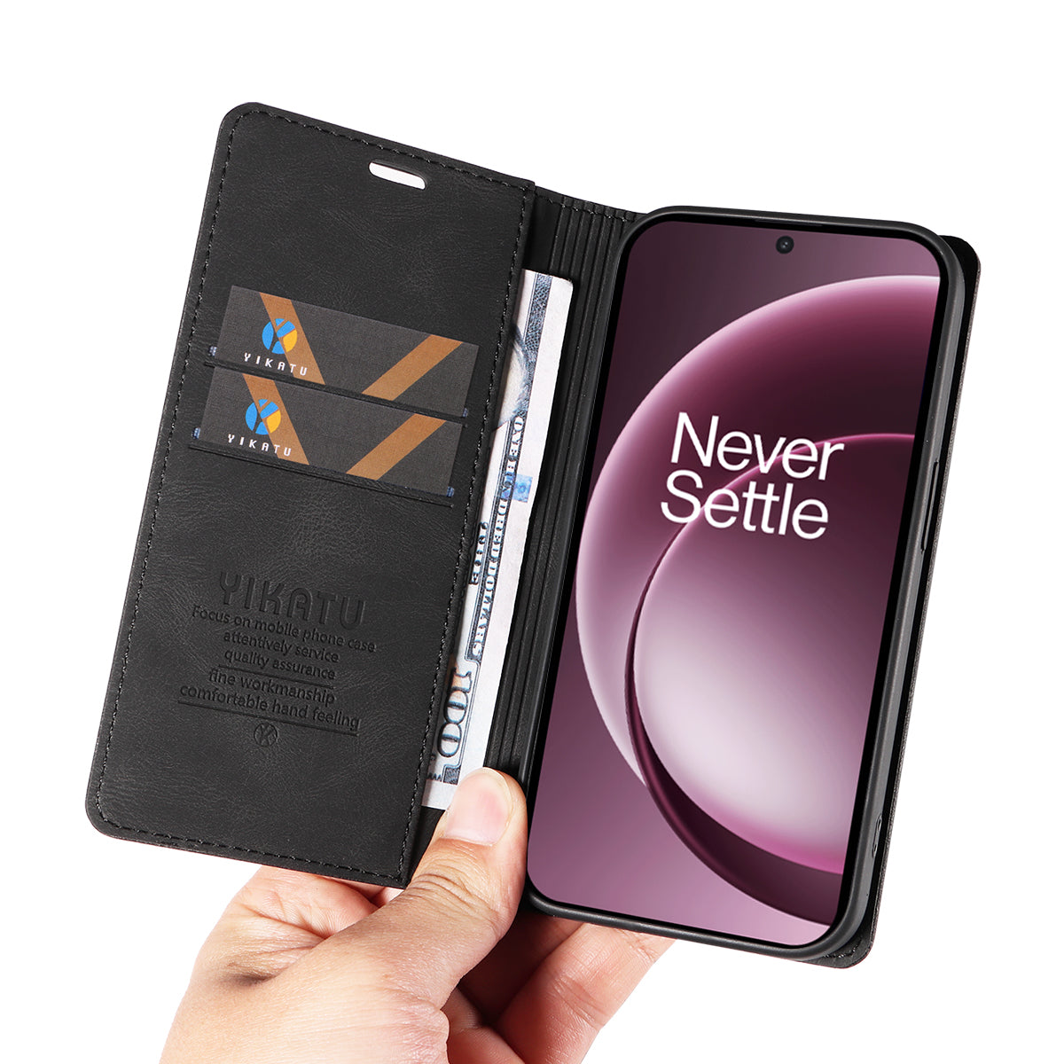YIKATU Läderfodral för OnePlus 15 5G YK-004 Plånboksfodral med skin-touch-funktion
