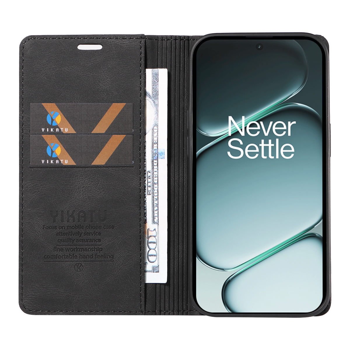 YIKATU För OnePlus 15R 5G / Ace 6T 5G / Ace 6 5G Läderfodral YK-004 Plånboksfodral med beröringsfunktion