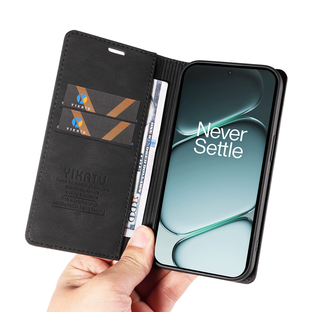 YIKATU För OnePlus 15R 5G / Ace 6T 5G / Ace 6 5G Läderfodral YK-004 Plånboksfodral med beröringsfunktion