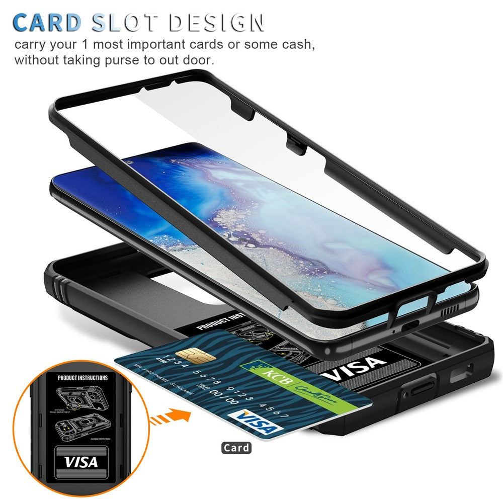 For Samsung Galaxy Note20 Ultra 5G Protective Phone Case Kickstand Card Holder with Sliding Camera Cover